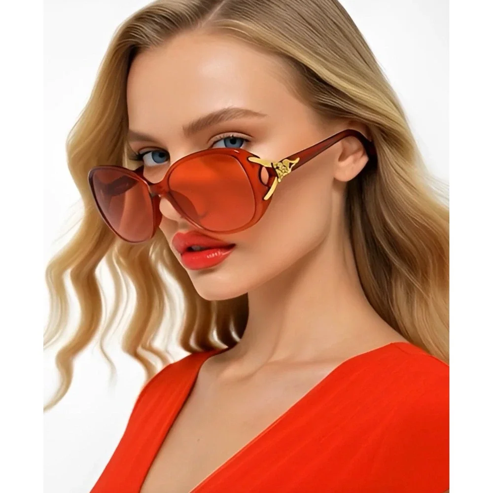 Fashion Designer Women's Oversized Red Gradient Lens Butterfly Luxury Shades New